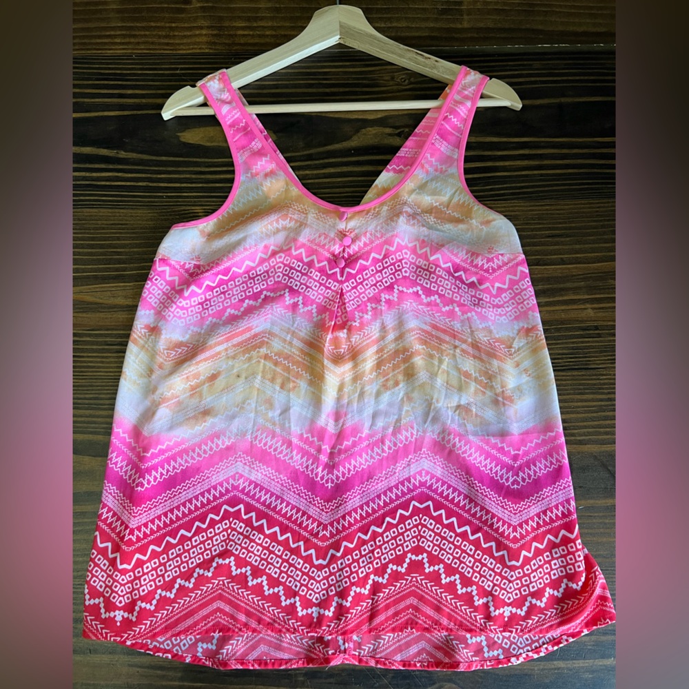 Candie's Pink and White Chevron Tank Top